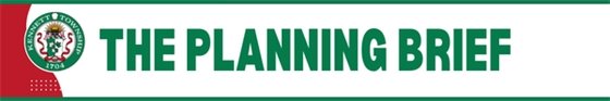 Planning Brief decorative banner, red and green with township seal