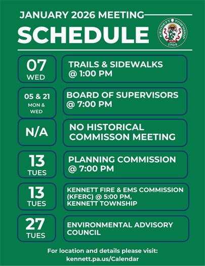 Image of January 2026 Meetings Schedule